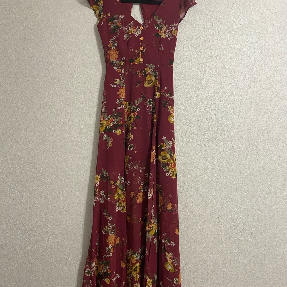 Floral Burgundy Maxi Dress